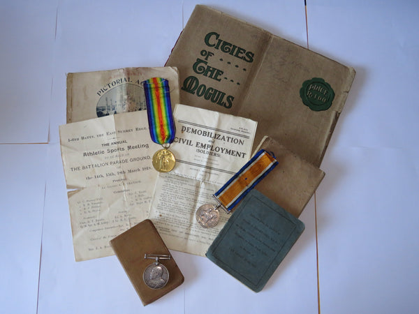 Collection WW1 British War Medal, Allied Victory Medal, Long Service medal plus documents 1914