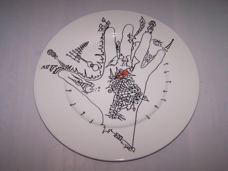 Uri Gellar Healing Hand plate - Poole Pottery