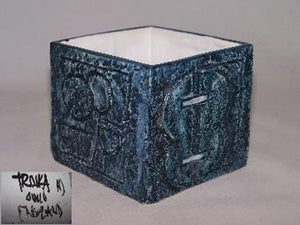Newlyn Troika Blue Cube vase