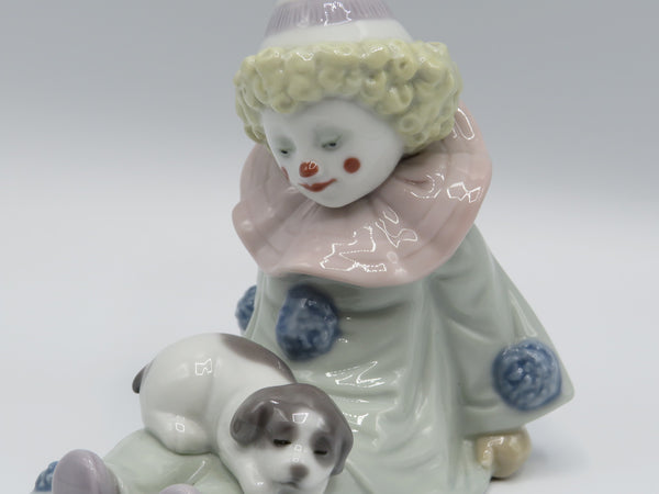 Retired Lladro Pierrot with Puppy 5277
